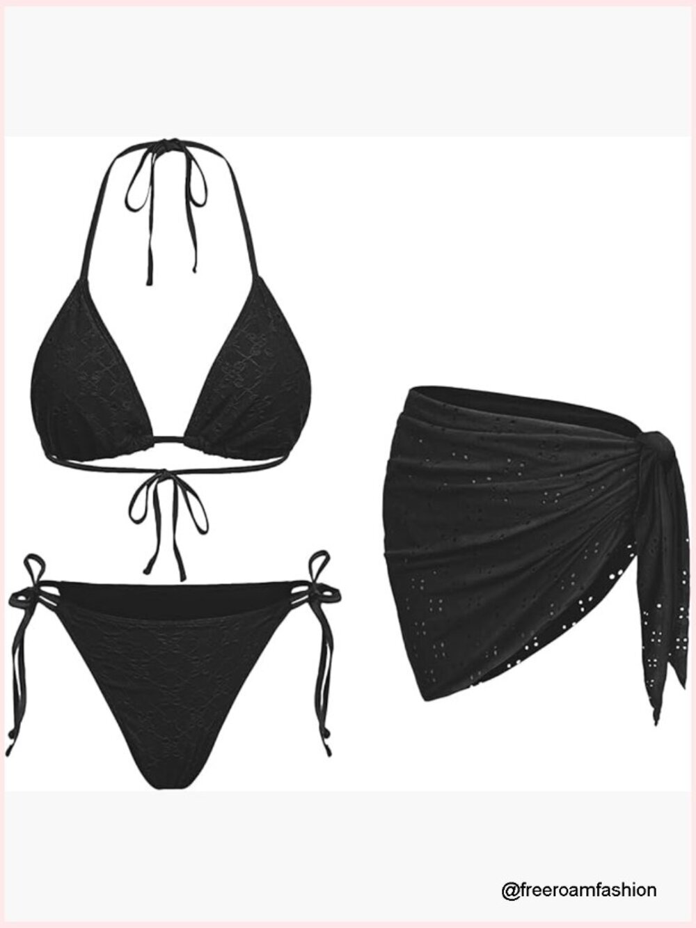 3 Piece Swimsuits - Sexy Triangle Bikini Set with Cover Up Halter Tie Side